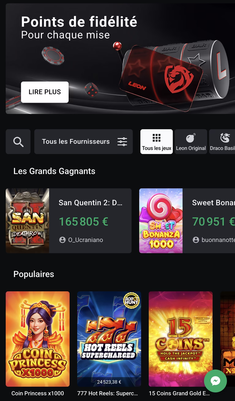 Leon Casino - Jeux d'argent en ligne